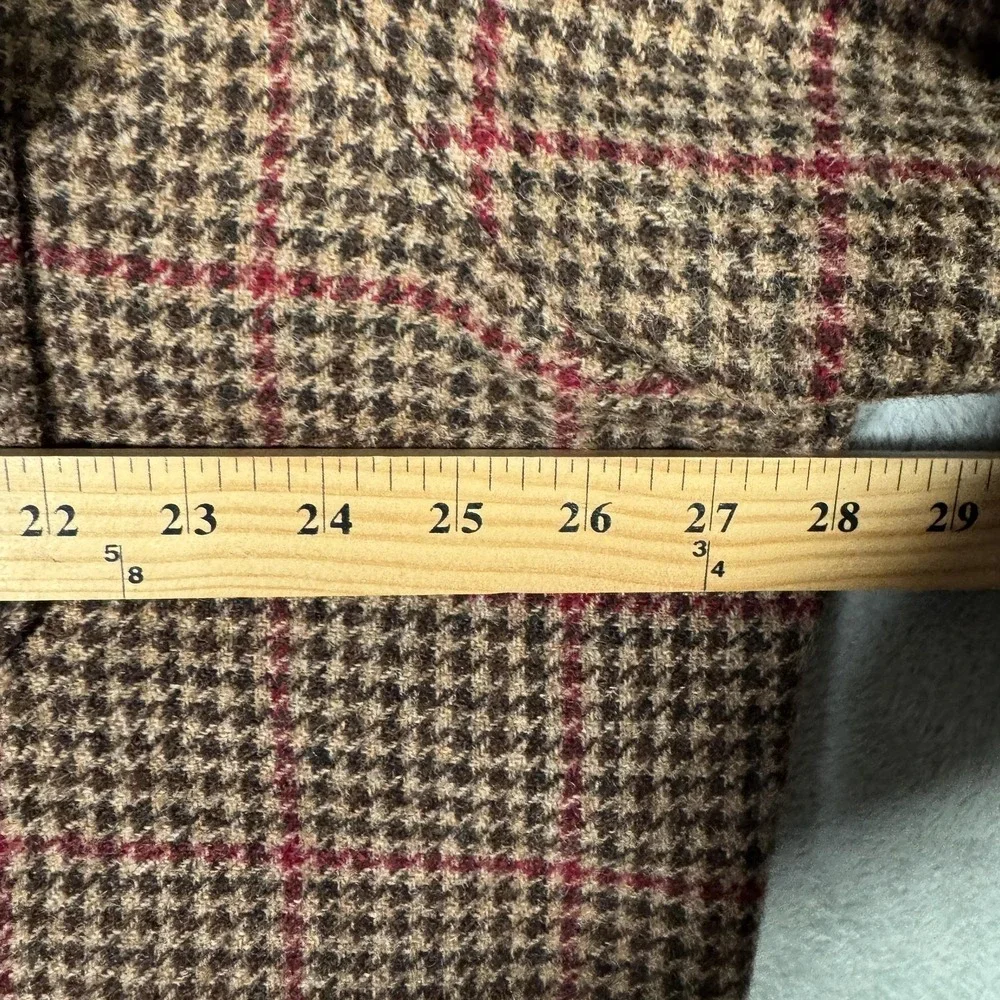 Ralph‎ Lauren Shirt Mens 2XL Brown Wool Check Suede Elbow Overshirt Houndstooth
